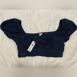 garage tie front cropped short sleeve